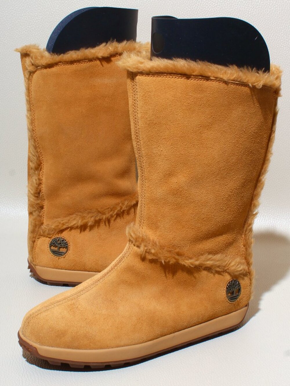 Timberland Womens Tall Sherpa Suede Leather Boots 9 Wide Brown Wheat Pull On